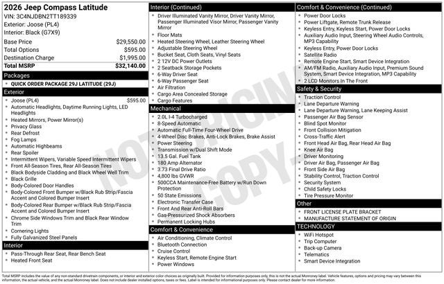 2026 Jeep Compass COMPASS LATITUDE 4X4