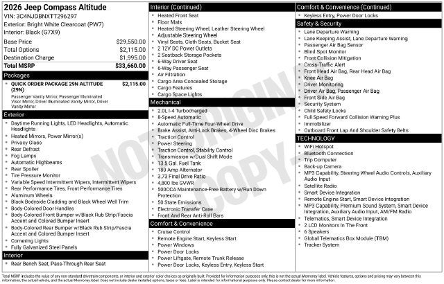 2026 Jeep Compass COMPASS LATITUDE ALTITUDE 4X4