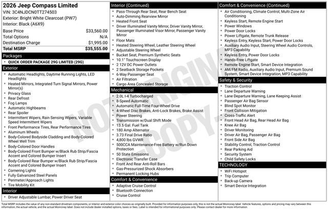 2026 Jeep Compass COMPASS LIMITED 4X4
