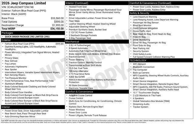 2026 Jeep Compass COMPASS LIMITED 4X4