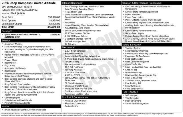 2026 Jeep Compass COMPASS LIMITED ALTITUDE 4X4