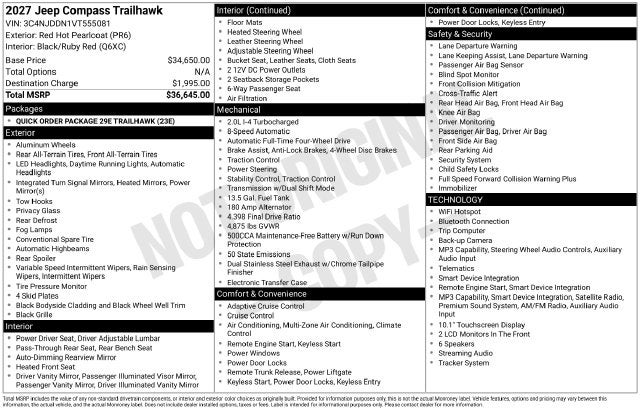 2027 Jeep Compass COMPASS TRAILHAWK 4X4
