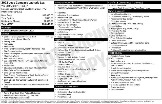 2022 Jeep Compass Latitude Lux 4x4