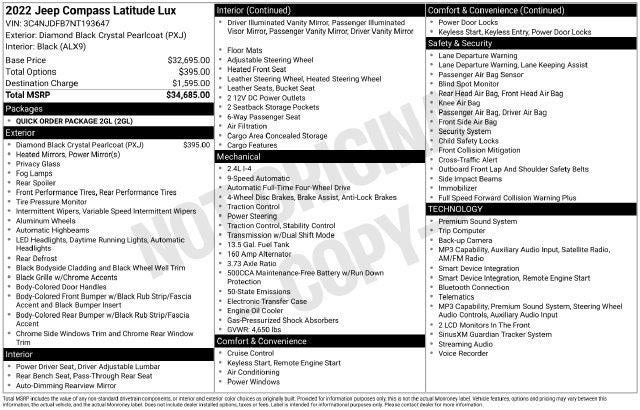 2022 Jeep Compass Latitude Lux 4x4