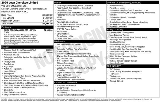 2026 Jeep Cherokee CHEROKEE LIMITED 4X4