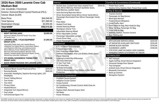 2026 RAM Ram 3500 RAM 3500 LARAMIE CREW CAB 4X4 6'4' BOX