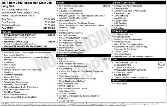 2017 RAM 3500 Tradesman Crew Cab 4x4 8' Box