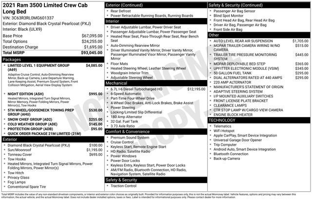 2021 RAM 3500 Limited Crew Cab 4x4 8' Box