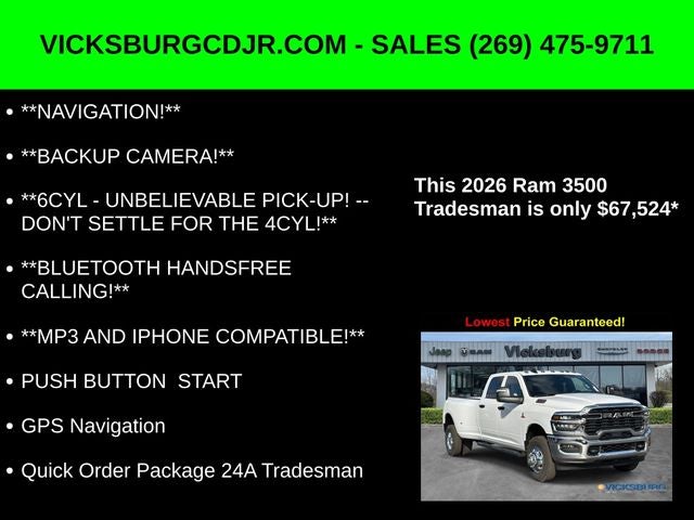 2026 RAM Ram 3500 RAM 3500 TRADESMAN CREW CAB 4X4 8' BOX