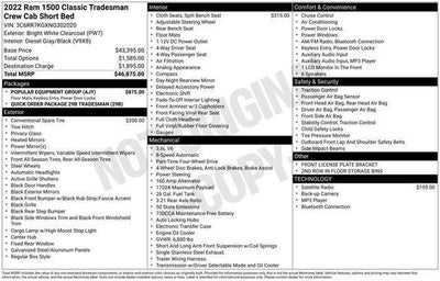 2022 RAM 1500 Classic Tradesman Crew Cab 4x4 5'7' Box