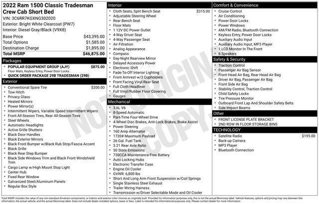 2022 RAM 1500 Classic Tradesman Crew Cab 4x4 5'7' Box