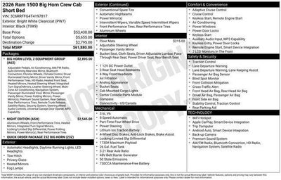 2026 RAM Ram 1500 RAM 1500 BIG HORN CREW CAB 4X4 5'7' BOX