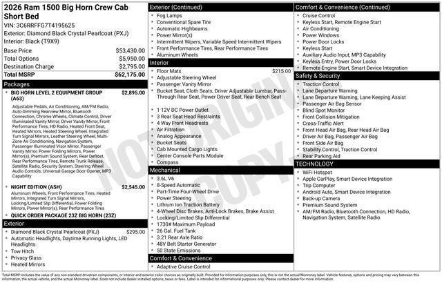 2026 RAM Ram 1500 RAM 1500 BIG HORN CREW CAB 4X4 5'7' BOX