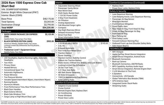 2026 RAM Ram 1500 RAM 1500 EXPRESS CREW CAB 4X4 5'7' BOX