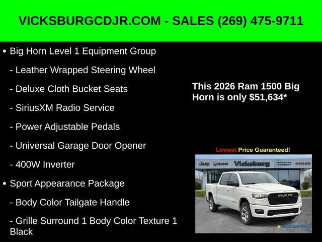 2026 RAM Ram 1500 RAM 1500 BIG HORN CREW CAB 4X4 5'7' BOX