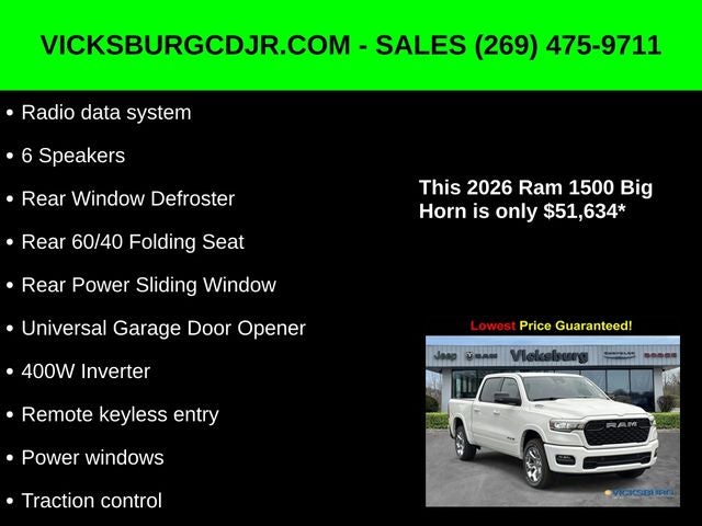 2026 RAM Ram 1500 RAM 1500 BIG HORN CREW CAB 4X4 5'7' BOX