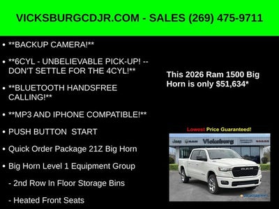 2026 RAM Ram 1500 RAM 1500 BIG HORN CREW CAB 4X4 5'7' BOX