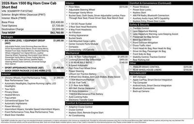 2026 RAM Ram 1500 RAM 1500 BIG HORN CREW CAB 4X4 5'7' BOX