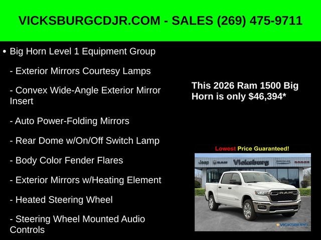 2026 RAM Ram 1500 RAM 1500 BIG HORN CREW CAB 4X4 5'7' BOX