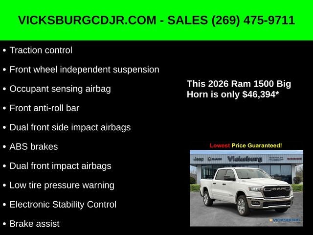 2026 RAM Ram 1500 RAM 1500 BIG HORN CREW CAB 4X4 5'7' BOX