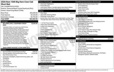 2026 RAM Ram 1500 RAM 1500 BIG HORN CREW CAB 4X4 5'7' BOX