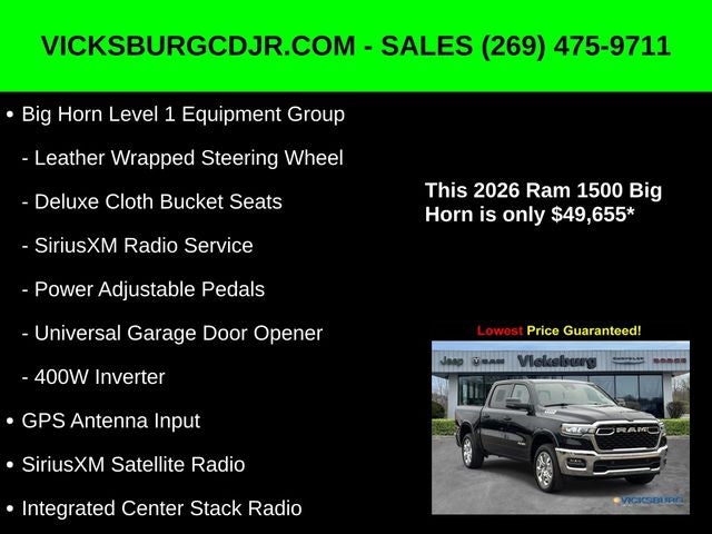 2026 RAM Ram 1500 RAM 1500 BIG HORN CREW CAB 4X4 5'7' BOX