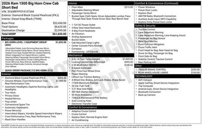 2026 RAM Ram 1500 RAM 1500 BIG HORN CREW CAB 4X4 5'7' BOX