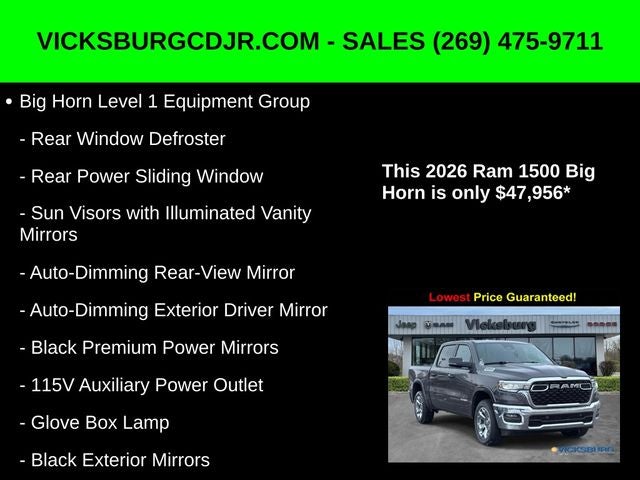 2026 RAM Ram 1500 RAM 1500 BIG HORN CREW CAB 4X4 5'7' BOX