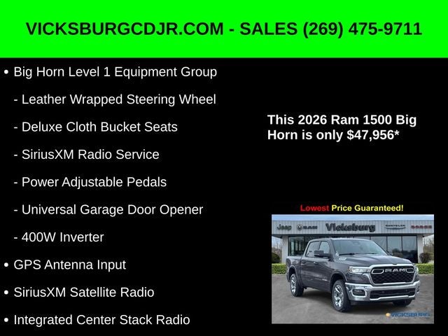 2026 RAM Ram 1500 RAM 1500 BIG HORN CREW CAB 4X4 5'7' BOX