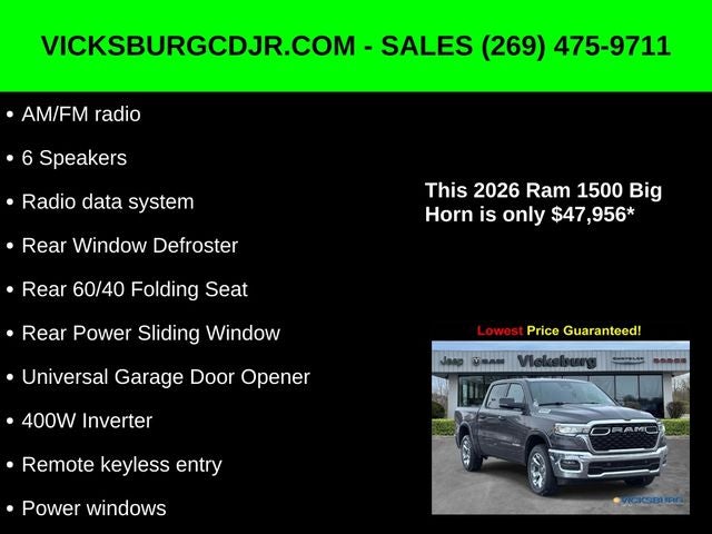 2026 RAM Ram 1500 RAM 1500 BIG HORN CREW CAB 4X4 5'7' BOX