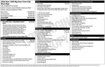 2026 RAM Ram 1500 RAM 1500 BIG HORN CREW CAB 4X4 5'7' BOX