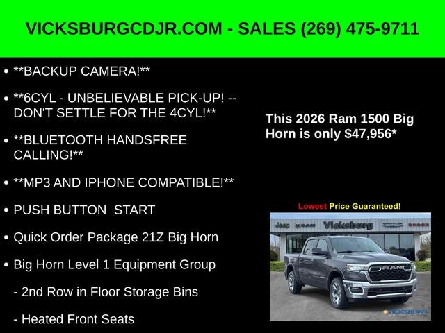 2026 RAM Ram 1500 RAM 1500 BIG HORN CREW CAB 4X4 5'7' BOX