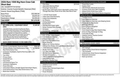 2026 RAM Ram 1500 RAM 1500 BIG HORN CREW CAB 4X4 5'7' BOX