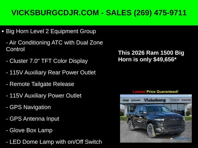 2026 RAM Ram 1500 RAM 1500 BIG HORN CREW CAB 4X4 5'7' BOX