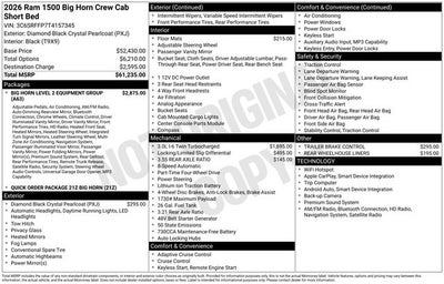 2026 RAM Ram 1500 RAM 1500 BIG HORN CREW CAB 4X4 5'7' BOX