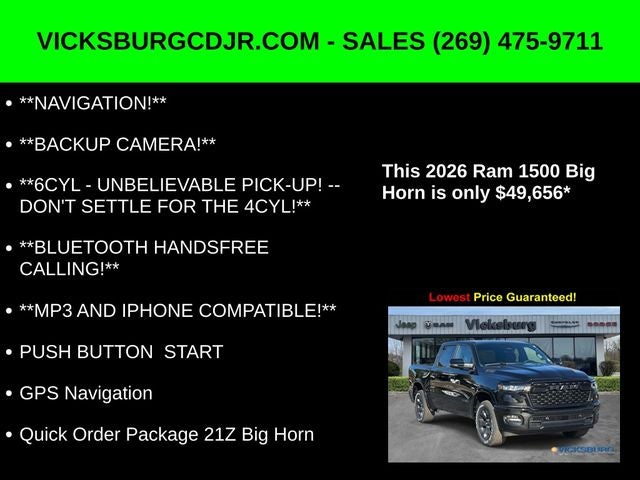 2026 RAM Ram 1500 RAM 1500 BIG HORN CREW CAB 4X4 5'7' BOX