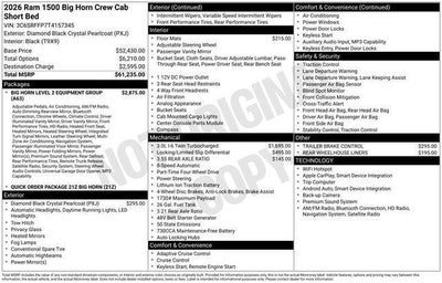 2026 RAM Ram 1500 RAM 1500 BIG HORN CREW CAB 4X4 5'7' BOX