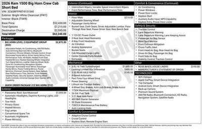 2026 RAM Ram 1500 RAM 1500 BIG HORN CREW CAB 4X4 5'7' BOX