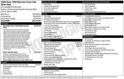 2026 RAM 1500 RAM 1500 BIG HORN CREW CAB 4X4 5'7' BOX
