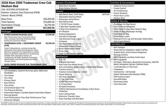 2026 RAM Ram 2500 RAM 2500 TRADESMAN CREW CAB 4X4 6'4' BOX