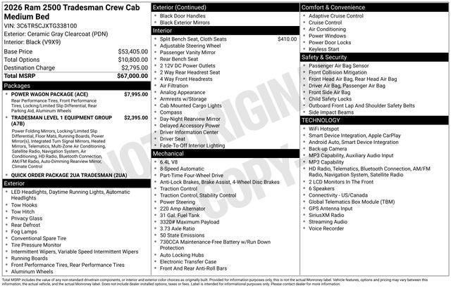 2026 RAM Ram 2500 RAM 2500 TRADESMAN CREW CAB 4X4 6'4' BOX