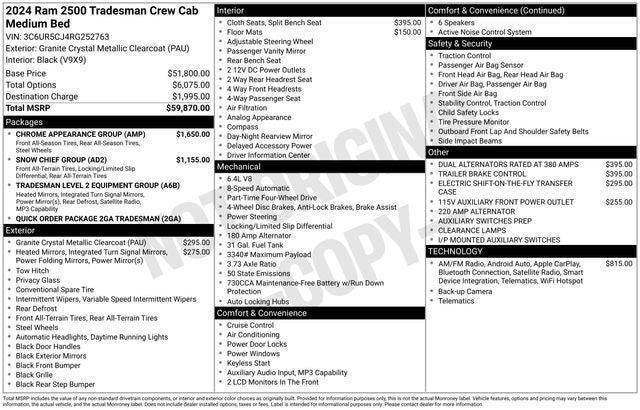 2024 RAM 2500 Tradesman Crew Cab 4x4 6'4' Box