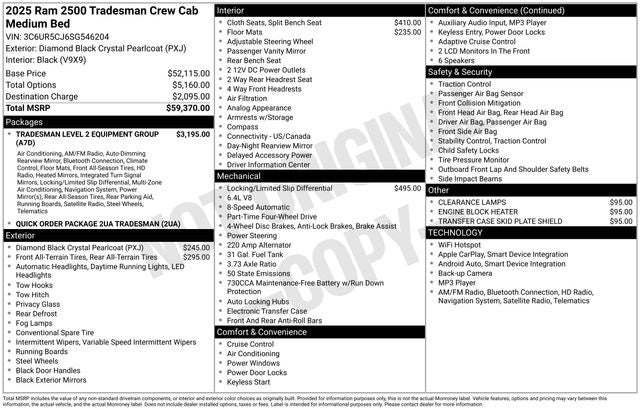 2025 RAM Ram 2500 RAM 2500 TRADESMAN CREW CAB 4X4 6'4' BOX