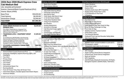 2026 RAM Ram 2500 RAM 2500 BLACK EXPRESS CREW CAB 4X4 6'4' BOX