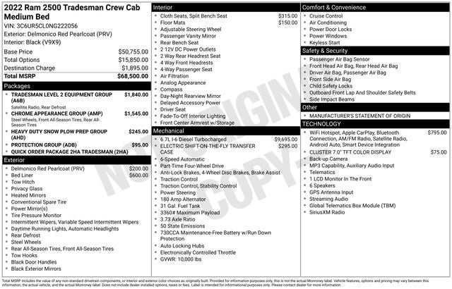 2022 RAM 2500 Tradesman Crew Cab 4x4 6'4' Box