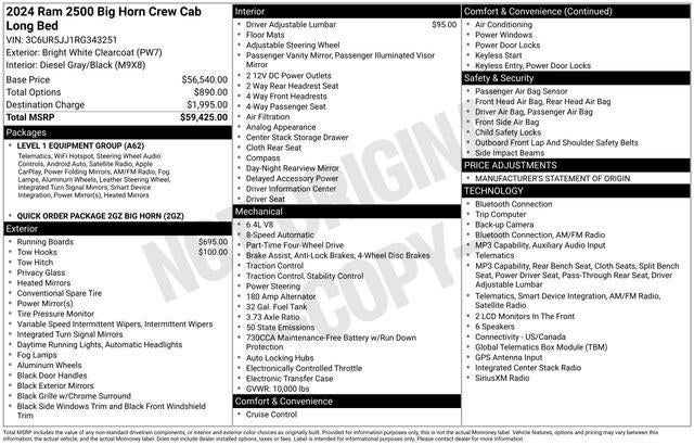 2024 RAM 2500 Big Horn Crew Cab 4x4 8' Box