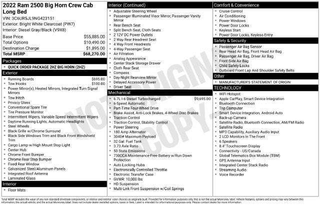 2022 RAM 2500 Big Horn Crew Cab 4x4 8' Box