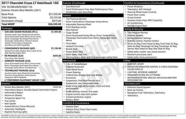 2017 Chevrolet Cruze LT Auto