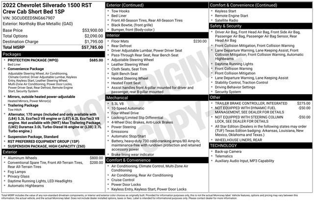 2022 Chevrolet Silverado 1500 4WD Crew Cab Short Bed RST