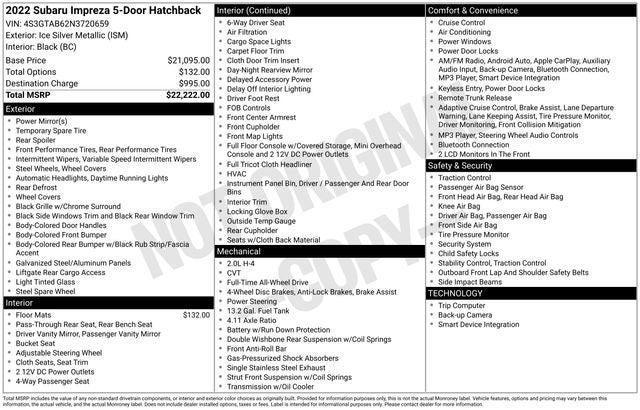 2022 Subaru Impreza Base 5-Door